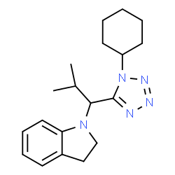 ChemSpider 2D Image | 1-[1-(1-Cyclohexyl-1H-tetrazol-5-yl)-2-methylpropyl]indoline | C19H27N5