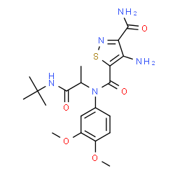 ChemSpider 2D Image | 4-Amino-N~5~-(3,4-dimethoxyphenyl)-N~5~-{1-[(2-methyl-2-propanyl)amino]-1-oxo-2-propanyl}-1,2-thiazole-3,5-dicarboxamide | C20H27N5O5S