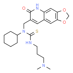 ChemSpider 2D Image | 1-Cyclohexyl-3-[3-(dimethylamino)propyl]-1-[(6-oxo-5,6-dihydro[1,3]dioxolo[4,5-g]quinolin-7-yl)methyl]thiourea | C23H32N4O3S