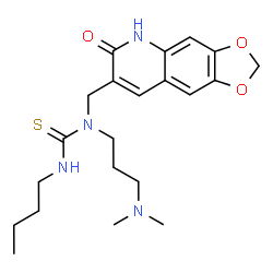 ChemSpider 2D Image | 3-Butyl-1-[3-(dimethylamino)propyl]-1-[(6-oxo-5,6-dihydro[1,3]dioxolo[4,5-g]quinolin-7-yl)methyl]thiourea | C21H30N4O3S