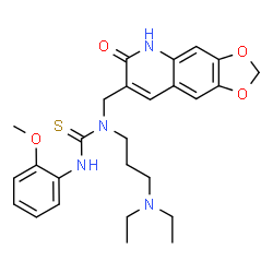 ChemSpider 2D Image | 1-[3-(Diethylamino)propyl]-3-(2-methoxyphenyl)-1-[(6-oxo-5,6-dihydro[1,3]dioxolo[4,5-g]quinolin-7-yl)methyl]thiourea | C26H32N4O4S