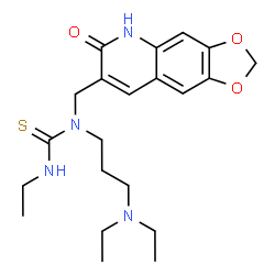 ChemSpider 2D Image | 1-[3-(Diethylamino)propyl]-3-ethyl-1-[(6-oxo-5,6-dihydro[1,3]dioxolo[4,5-g]quinolin-7-yl)methyl]thiourea | C21H30N4O3S