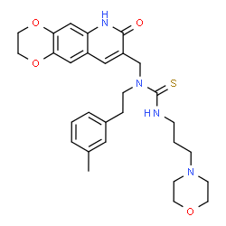 ChemSpider 2D Image | 1-[2-(3-Methylphenyl)ethyl]-3-[3-(4-morpholinyl)propyl]-1-[(7-oxo-2,3,6,7-tetrahydro[1,4]dioxino[2,3-g]quinolin-8-yl)methyl]thiourea | C29H36N4O4S