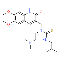 ChemSpider 2D Image | 1-[2-(Dimethylamino)ethyl]-3-isobutyl-1-[(7-oxo-2,3,6,7-tetrahydro[1,4]dioxino[2,3-g]quinolin-8-yl)methyl]thiourea | C21H30N4O3S