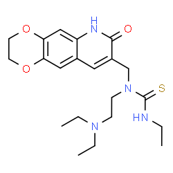 ChemSpider 2D Image | 1-[2-(Diethylamino)ethyl]-3-ethyl-1-[(7-oxo-2,3,6,7-tetrahydro[1,4]dioxino[2,3-g]quinolin-8-yl)methyl]thiourea | C21H30N4O3S
