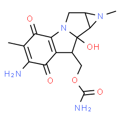ChemSpider 2D Image | (6-Amino-8a-hydroxy-1,5-dimethyl-4,7-dioxo-1,1a,2,4,7,8,8a,8b-octahydroazireno[2',3':3,4]pyrrolo[1,2-a]indol-8-yl)methyl carbamate | C15H18N4O5