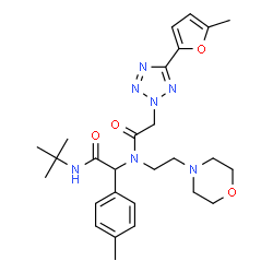 ChemSpider 2D Image | 2-[5-(5-Methyl-2-furyl)-2H-tetrazol-2-yl]-N-{1-(4-methylphenyl)-2-[(2-methyl-2-propanyl)amino]-2-oxoethyl}-N-[2-(4-morpholinyl)ethyl]acetamide | C27H37N7O4