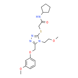 ChemSpider 2D Image | N-Cyclopentyl-2-({4-(2-methoxyethyl)-5-[(3-methoxyphenoxy)methyl]-4H-1,2,4-triazol-3-yl}sulfanyl)acetamide | C20H28N4O4S