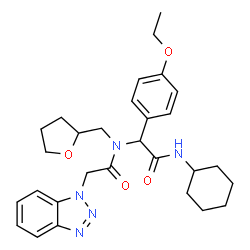 ChemSpider 2D Image | 2-(1H-Benzotriazol-1-yl)-N-[2-(cyclohexylamino)-1-(4-ethoxyphenyl)-2-oxoethyl]-N-(tetrahydro-2-furanylmethyl)acetamide | C29H37N5O4
