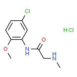 ChemSpider 2D Image | N-(5-Chloro-2-methoxyphenyl)-N~2~-methylglycinamide hydrochloride (1:1) | C10H14Cl2N2O2