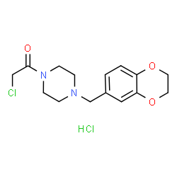 ChemSpider 2D Image | 2-Chloro-1-[4-(2,3-dihydro-1,4-benzodioxin-6-ylmethyl)piperazin-1-yl]ethan-1-one hydrochloride | C15H20Cl2N2O3