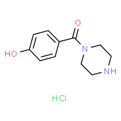 ChemSpider 2D Image | (4-Hydroxyphenyl)(1-piperazinyl)methanone hydrochloride (1:1) | C11H15ClN2O2