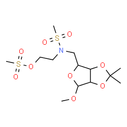 ChemSpider 2D Image | Methyl 5-deoxy-2,3-O-isopropylidene-5-[(methylsulfonyl){2-[(methylsulfonyl)oxy]ethyl}amino]pentofuranoside | C13H25NO9S2