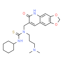 ChemSpider 2D Image | 3-Cyclohexyl-1-[3-(dimethylamino)propyl]-1-[(6-oxo-5,6-dihydro[1,3]dioxolo[4,5-g]quinolin-7-yl)methyl]thiourea | C23H32N4O3S