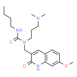 ChemSpider 2D Image | 3-Butyl-1-[3-(dimethylamino)propyl]-1-[(7-methoxy-2-oxo-1,2-dihydro-3-quinolinyl)methyl]thiourea | C21H32N4O2S