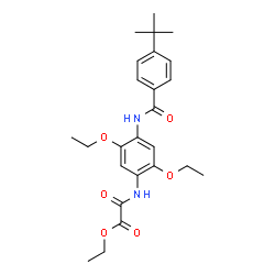ChemSpider 2D Image | Ethyl [(2,5-diethoxy-4-{[4-(2-methyl-2-propanyl)benzoyl]amino}phenyl)amino](oxo)acetate | C25H32N2O6