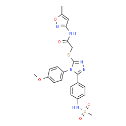 ChemSpider 2D Image | 2-{[4-(4-Methoxyphenyl)-5-{4-[(methylsulfonyl)amino]phenyl}-4H-1,2,4-triazol-3-yl]sulfanyl}-N-(5-methyl-1,2-oxazol-3-yl)acetamide | C22H22N6O5S2