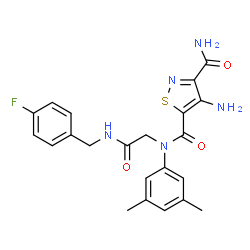ChemSpider 2D Image | 4-Amino-N~5~-(3,5-dimethylphenyl)-N~5~-{2-[(4-fluorobenzyl)amino]-2-oxoethyl}-1,2-thiazole-3,5-dicarboxamide | C22H22FN5O3S