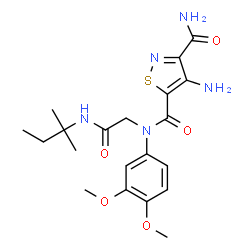 ChemSpider 2D Image | 4-Amino-N~5~-(3,4-dimethoxyphenyl)-N~5~-{2-[(2-methyl-2-butanyl)amino]-2-oxoethyl}-1,2-thiazole-3,5-dicarboxamide | C20H27N5O5S