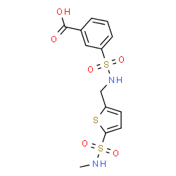 ChemSpider 2D Image | 3-({[5-(Methylsulfamoyl)-2-thienyl]methyl}sulfamoyl)benzoic acid | C13H14N2O6S3