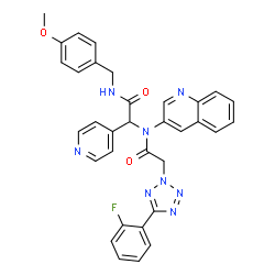 ChemSpider 2D Image | 2-[5-(2-Fluorophenyl)-2H-tetrazol-2-yl]-N-{2-[(4-methoxybenzyl)amino]-2-oxo-1-(4-pyridinyl)ethyl}-N-(3-quinolinyl)acetamide | C33H27FN8O3