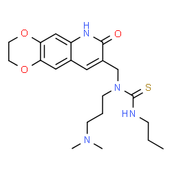 ChemSpider 2D Image | 1-[3-(Dimethylamino)propyl]-1-[(7-oxo-2,3,6,7-tetrahydro[1,4]dioxino[2,3-g]quinolin-8-yl)methyl]-3-propylthiourea | C21H30N4O3S