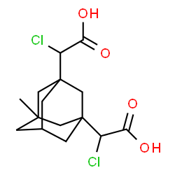 ChemSpider 2D Image | 2,2'-(5-Methyltricyclo[3.3.1.1~3,7~]decane-1,3-diyl)bis(chloroacetic acid) | C15H20Cl2O4