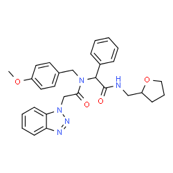 ChemSpider 2D Image | 2-(1H-Benzotriazol-1-yl)-N-(4-methoxybenzyl)-N-{2-oxo-1-phenyl-2-[(tetrahydro-2-furanylmethyl)amino]ethyl}acetamide | C29H31N5O4