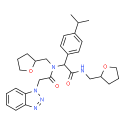 ChemSpider 2D Image | 2-(1H-Benzotriazol-1-yl)-N-{1-(4-isopropylphenyl)-2-oxo-2-[(tetrahydro-2-furanylmethyl)amino]ethyl}-N-(tetrahydro-2-furanylmethyl)acetamide | C29H37N5O4