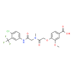 ChemSpider 2D Image | 4-{2-[(2-{[4-Chloro-3-(trifluoromethyl)phenyl]amino}-2-oxoethyl)(methyl)amino]-2-oxoethoxy}-3-methoxybenzoic acid | C20H18ClF3N2O6