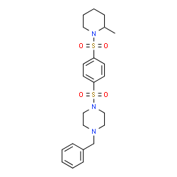 ChemSpider 2D Image | 1-Benzyl-4-[4-(2-methyl-piperidine-1-sulfonyl)-benzenesulfonyl]-piperazine | C23H31N3O4S2