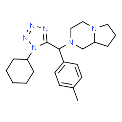 ChemSpider 2D Image | 2-[(1-Cyclohexyl-1H-tetrazol-5-yl)-p-tolyl-methyl]-octahydro-pyrrolo[1,2-a]pyrazine | C22H32N6