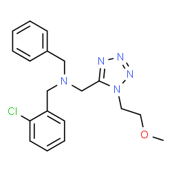 ChemSpider 2D Image | Benzyl-(2-chloro-benzyl)-[1-(2-methoxy-ethyl)-1H-tetrazol-5-ylmethyl]-amine | C19H22ClN5O
