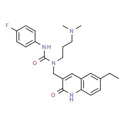 ChemSpider 2D Image | 1-[3-(Dimethylamino)propyl]-1-[(6-ethyl-2-oxo-1,2-dihydro-3-quinolinyl)methyl]-3-(4-fluorophenyl)urea | C24H29FN4O2