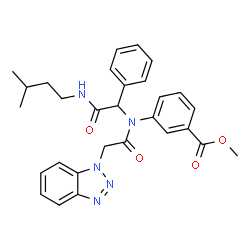 ChemSpider 2D Image | Methyl 3-[(1H-benzotriazol-1-ylacetyl){2-[(3-methylbutyl)amino]-2-oxo-1-phenylethyl}amino]benzoate | C29H31N5O4