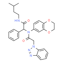 ChemSpider 2D Image | 2-(1H-Benzotriazol-1-yl)-N-(2,3-dihydro-1,4-benzodioxin-6-yl)-N-{2-[(3-methylbutyl)amino]-2-oxo-1-phenylethyl}acetamide | C29H31N5O4