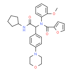ChemSpider 2D Image | N-{2-(Cyclopentylamino)-1-[4-(4-morpholinyl)phenyl]-2-oxoethyl}-N-(2-methoxyphenyl)-2-furamide | C29H33N3O5
