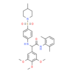 ChemSpider 2D Image | N-(2,6-Dimethylphenyl)-2-({4-[(4-methyl-1-piperidinyl)sulfonyl]phenyl}amino)-2-(3,4,5-trimethoxyphenyl)acetamide | C31H39N3O6S