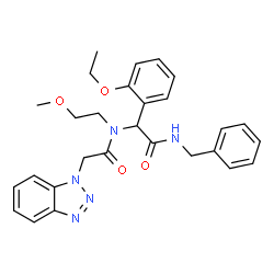ChemSpider 2D Image | 2-(1H-Benzotriazol-1-yl)-N-[2-(benzylamino)-1-(2-ethoxyphenyl)-2-oxoethyl]-N-(2-methoxyethyl)acetamide | C28H31N5O4