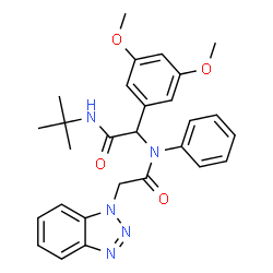 ChemSpider 2D Image | 2-(1H-Benzotriazol-1-yl)-N-{1-(3,5-dimethoxyphenyl)-2-[(2-methyl-2-propanyl)amino]-2-oxoethyl}-N-phenylacetamide | C28H31N5O4