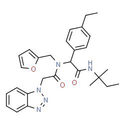 ChemSpider 2D Image | 2-(1H-Benzotriazol-1-yl)-N-{1-(4-ethylphenyl)-2-[(2-methyl-2-butanyl)amino]-2-oxoethyl}-N-(2-furylmethyl)acetamide | C28H33N5O3