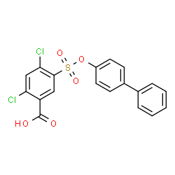 ChemSpider 2D Image | 5-[(4-Biphenylyloxy)sulfonyl]-2,4-dichlorobenzoic acid | C19H12Cl2O5S