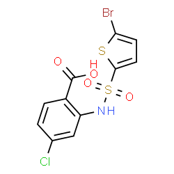 ChemSpider 2D Image | 2-{[(5-Bromo-2-thienyl)sulfonyl]amino}-4-chlorobenzoic acid | C11H7BrClNO4S2