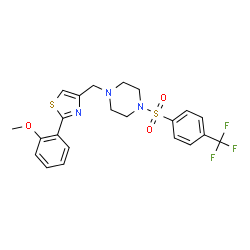 ChemSpider 2D Image | 1-{[2-(2-Methoxyphenyl)-1,3-thiazol-4-yl]methyl}-4-{[4-(trifluoromethyl)phenyl]sulfonyl}piperazine | C22H22F3N3O3S2