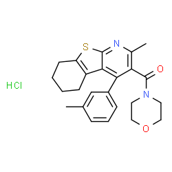 ChemSpider 2D Image | [2-Methyl-4-(3-methylphenyl)-5,6,7,8-tetrahydro[1]benzothieno[2,3-b]pyridin-3-yl](4-morpholinyl)methanone hydrochloride (1:1) | C24H27ClN2O2S