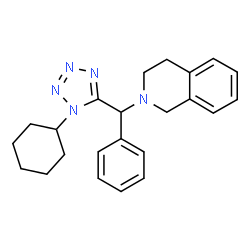 ChemSpider 2D Image | 2-[(1-Cyclohexyl-1H-tetrazol-5-yl)(phenyl)methyl]-1,2,3,4-tetrahydroisoquinoline | C23H27N5