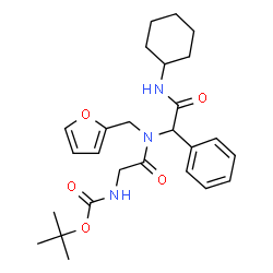 ChemSpider 2D Image | 2-Methyl-2-propanyl (2-{[2-(cyclohexylamino)-2-oxo-1-phenylethyl](2-furylmethyl)amino}-2-oxoethyl)carbamate | C26H35N3O5