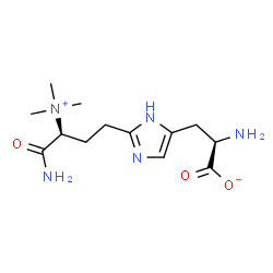 ChemSpider 2D Image | (2R)-2-Amino-3-{2-[(3S)-4-amino-4-oxo-3-(trimethylammonio)butyl]-1H-imidazol-4-yl}propanoate | C13H23N5O3