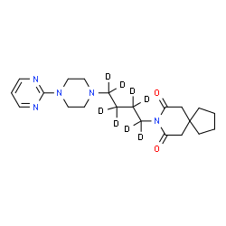 ChemSpider 2D Image | 8-{4-[4-(2-Pyrimidinyl)-1-piperazinyl](~2~H_8_)butyl}-8-azaspiro[4.5]decane-7,9-dione | C21H23D8N5O2