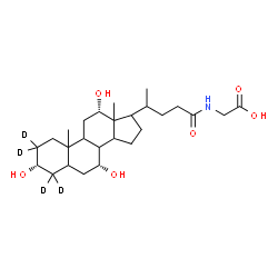 ChemSpider 2D Image | N-[(3alpha,7alpha,12alpha)-3,7,12-Trihydroxy-24-oxo(2,2,4,4-~2~H_4_)cholan-24-yl]glycine | C26H39D4NO6